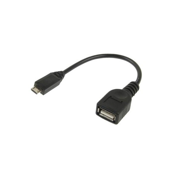 Cable negro conector otg microusb tipo a macho a entrada usb tipo b hembra