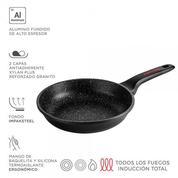 Sartén de aluminio alutherm negra ø18 cm